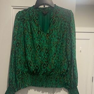 Rachel Zoe Emerald Patterned Blouse